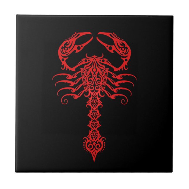 Red Tribal Scorpion Tile (Front)