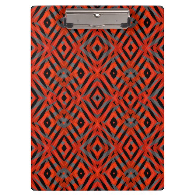 Red tribal shapes pattern clipboard (Front)