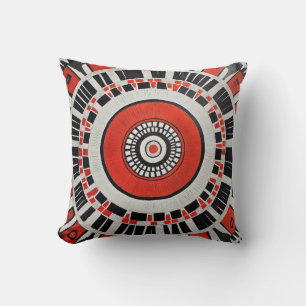 Red Tribal Sunburst Pillow