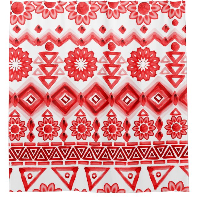 Red tribal, watercolor ethnic pattern. (Front)