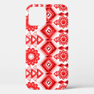 Red tribal, watercolor ethnic pattern. iPhone 12 case