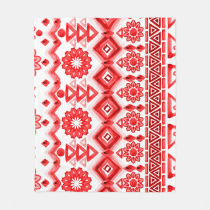 Red tribal, watercolor ethnic pattern. fleece blanket