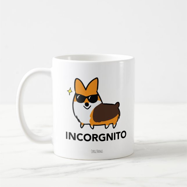 Red Tricolor Corgi Incorgnito Mug (Left)
