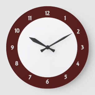Red Trim White Number Clock Face Modern Clock