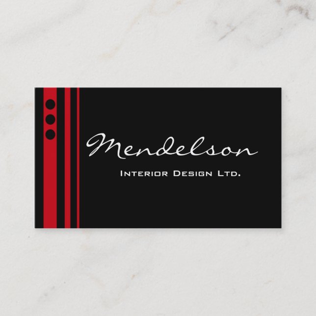Red Trio Deco Design Company Business Card (Front)