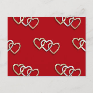 Red Triple  Interlocking Gold Hearts PostCard! Postcard