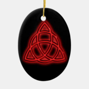 Red Triquetra Glowing Ceramic Ornament