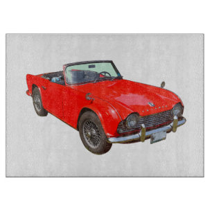 Red Triumph Tr4 Convertible Sports Car Cutting Board