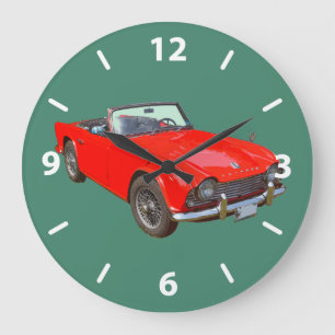 Red Triumph Tr4 Convertible Sports Car Large Clock