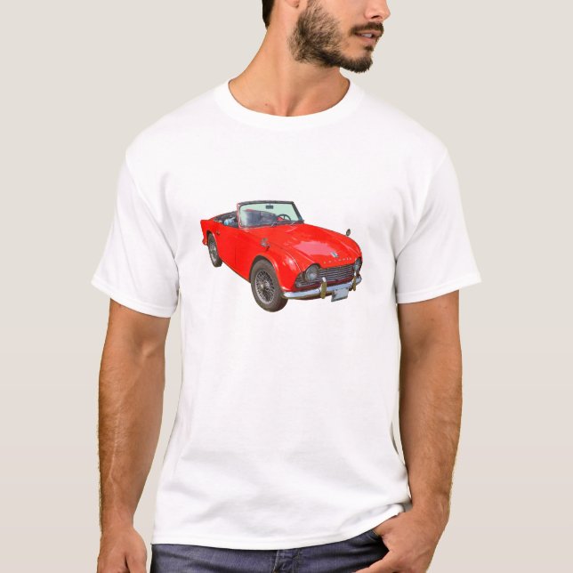 Red Triumph Tr4 Convertible Sportscar T-Shirt (Front)