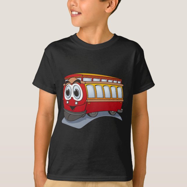 Red Trolley Cartoon T-Shirt (Front)