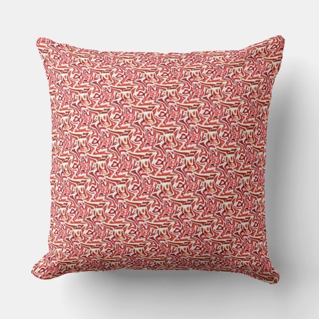 Red Tropic Throw Pillow (Front)