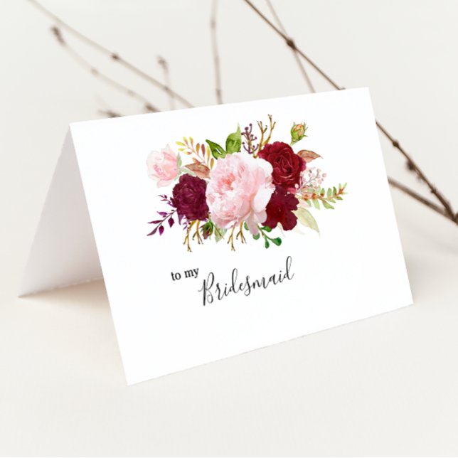 Red Tropical and Romantic Bridesmaid Thank You Card (Creator Uploaded)