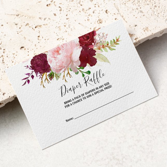 Red Tropical and Romantic Diaper Raffle Enclosure Card (Creator Uploaded)
