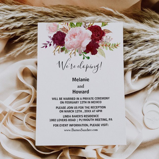 Red Tropical and Romantic Elopement Reception Invitation (Creator Uploaded)