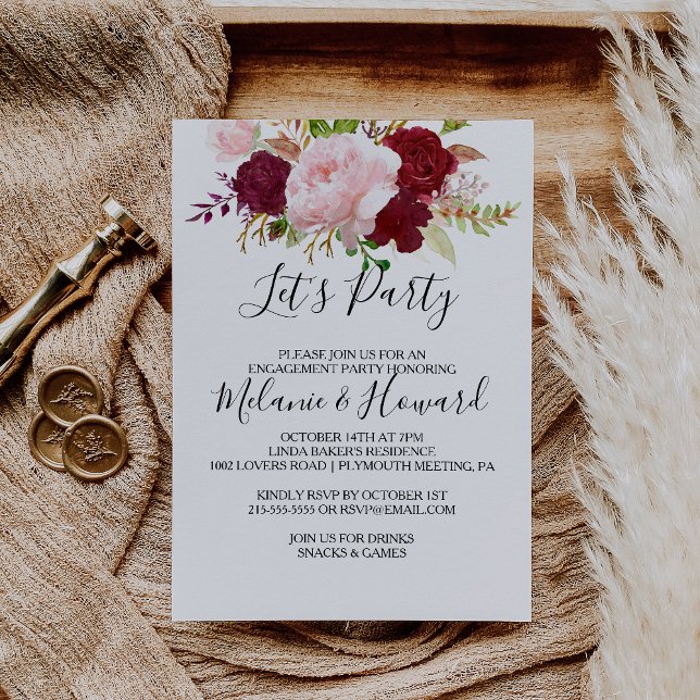 Red Tropical and Romantic Let's Party Invitation (Creator Uploaded)