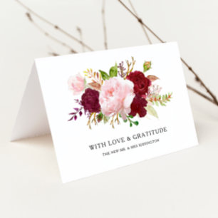 Red Tropical and Romantic Thank You Card