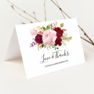 Red Tropical and Romantic Wedding Thank You Card