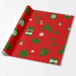 red tropical christmas tiki retro  wrapping paper<br><div class="desc">red tropical christmas tiki retro ,  tiki,  hawaii,  hawaiian,  christmas,  tropical,  tiki culture,  tiki bar,  tikiologist,  tiki mask</div>