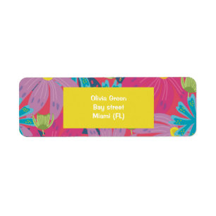 Red tropical islands modern adress label