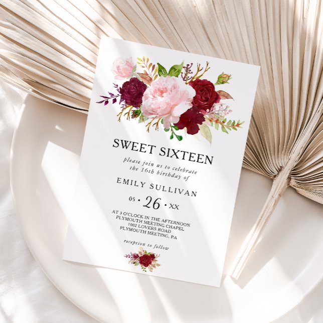 Red Tropical Sweet Sixteen Birthday Party Invitation (Creator Uploaded)