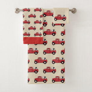 Red Truck and Cow Bath Towel Set