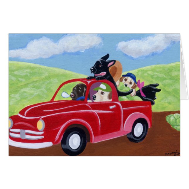 Red Truck and Labs (Front Horizontal)