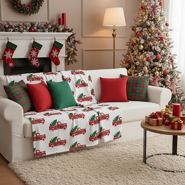 Red truck and tree fleece blanket (Creator Uploaded)