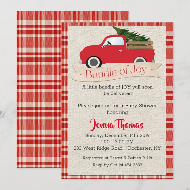 Red Truck Baby Shower Invitation (Front/Back)