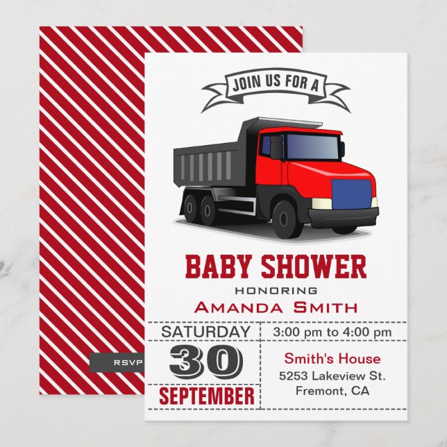 Red Truck Baby Shower Invitation (Front/Back)
