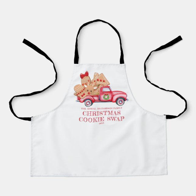 Red Truck Christmas Cookie Swap Apron (Front)