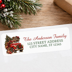 Red Truck Christmas Holiday Return Address        