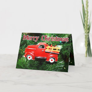 Red Truck Christmas  Ornament 4 Holiday Card