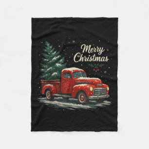 Red Truck Christmas Pajamas Shirt, Xmas Family Mat Fleece Blanket