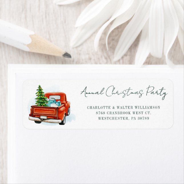 Red Truck Christmas Party Script Return Address (Insitu)