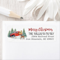 Red Truck | Christmas Return Address Label