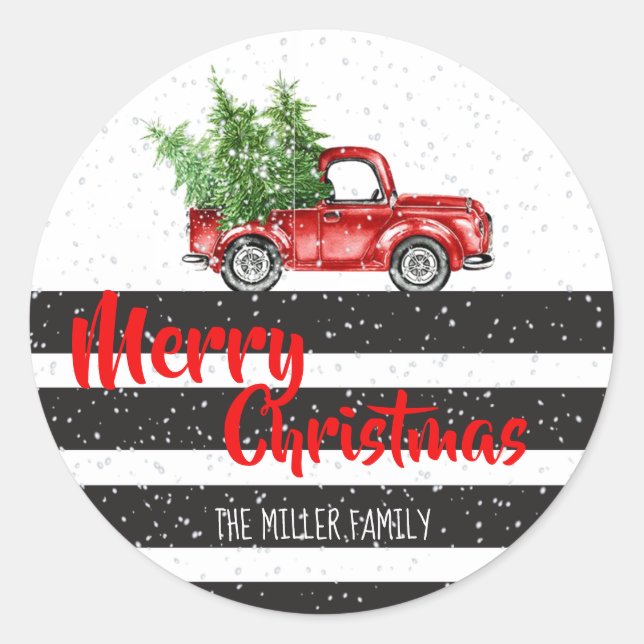 Red Truck Christmas Stickers (Front)