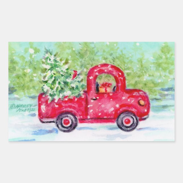 Red Truck Country Christmas Stickers (Front)