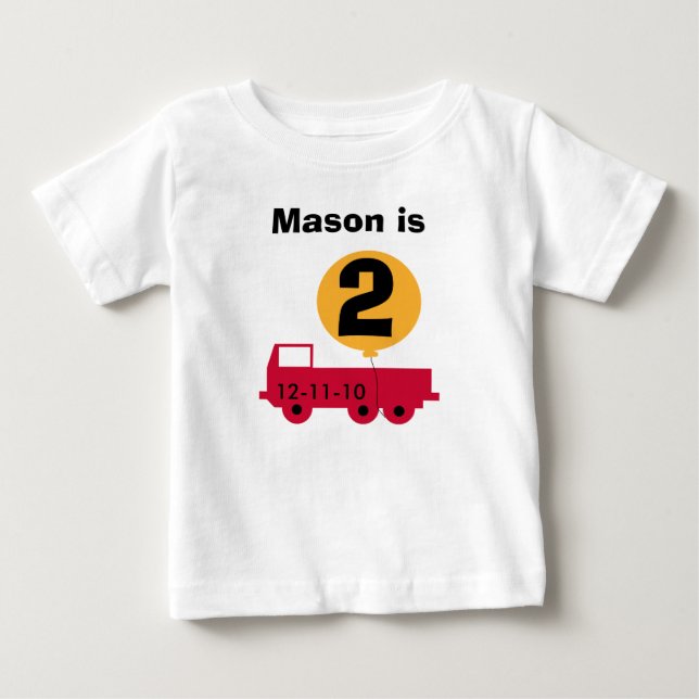 Red Truck Customizable Birthday Tshirts (Front)