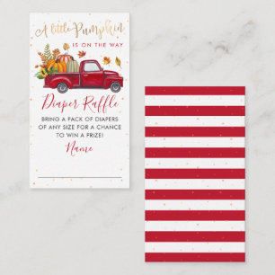 Red Truck Fall Pumpkin Baby Shower Diaper Raffle Enclosure Card