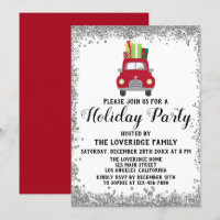 Red Truck Gifts Christmas Holiday Party Silver