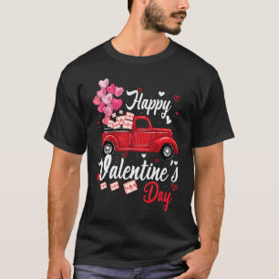 Red Truck Happy Valentines Day  Couple Matching T-Shirt