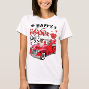 Red Truck Happy Valentine's Day Pub Dog Hearts T-Shirt