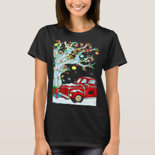 Red Truck Lights Xmas Tree Snowman Red Truck Chri T-Shirt