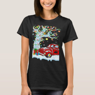Red Truck Lights Xmas Tree Snowman Red Truck Chris T-Shirt