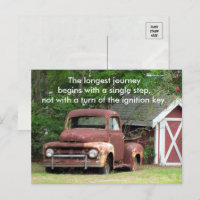 Red Truck - Longest Journey - Quote Postcard