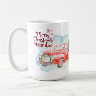 RED TRUCK Merry Christmas Grandpa Personalized Coffee Mug