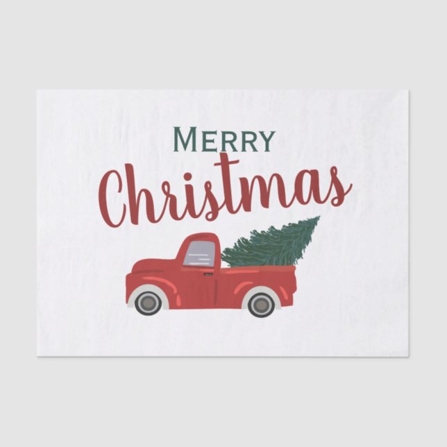 Red truck merry Christmas Tissue Paper (Front)