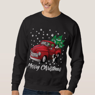 Red Truck Merry Christmas Tree Boston Terrier Dog  Sweatshirt