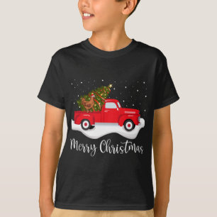 Red Truck Merry Christmas Tree Chicken Christmas T-Shirt